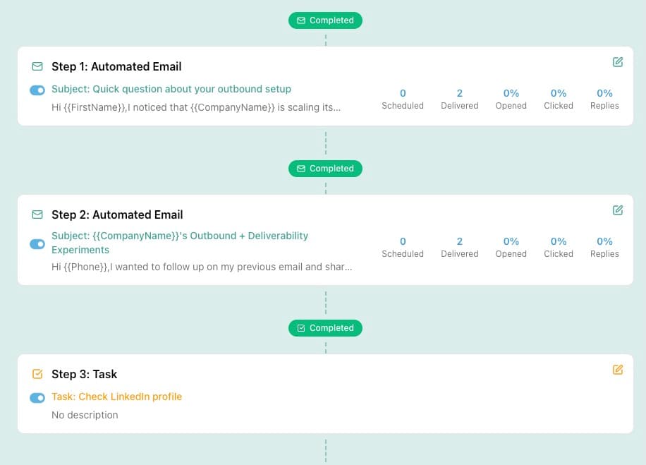 Multi-step sequence with targeting tags